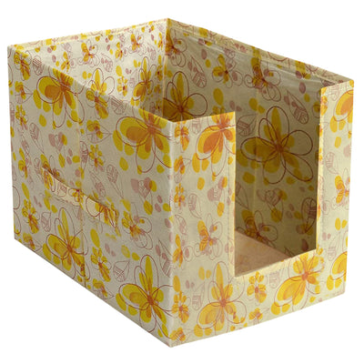 Kuber Industries Saree Organizer for Wardrobe/Closet Storage Box and Clothing Organiser for Women Clothes With Flower Design (Yellow)