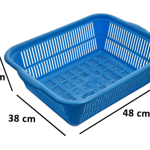 Kuber Industries 2 Pieces Plastic Kitchen Dish Rack Drainer Vegetables and Fruits Basket Dish Rack Multipurpose Organizers,Large Size,Blue & Red