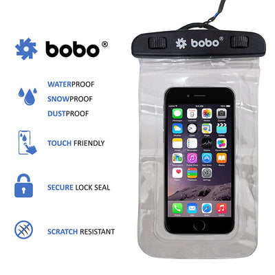 BOBO Universal Waterproof Pouch (Big Size) Cellphone Dry Bag Case for Smartphone – Transparent (Pack of 1)