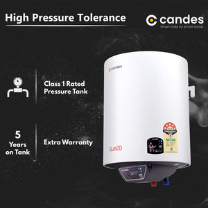 Candes 10 Litre IOT Enabled Glanzo Glassline ISI Approved Storage Electric Water Heater (Geyser) 5 Star Rated with Installation Kit & Special Anti Rust Body, White (2000 W)