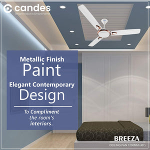 Candes Breeza 1200mm/48 inch High Speed Anti dust Decorative 5 Star Rated Ceiling Fan 400 RPM with 3 Years Warranty (Pack of 1,Coffee Brown) (White, Pack of 2)
