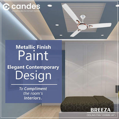 Candes Breeza 1200mm/48 inch High Speed Anti dust Decorative 5 Star Rated Ceiling Fan 400 RPM with 3 Years Warranty (Pack of 1,Coffee Brown) (White, Pack of 2)
