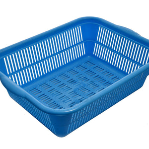 Kuber Industries 2 Pieces Plastic Kitchen Dish Rack Drainer Vegetables and Fruits Basket Dish Rack Multipurpose Organizers,Large Size,Blue & Red