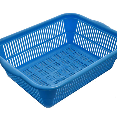 Kuber Industries 2 Pieces Plastic Kitchen Dish Rack Drainer Vegetables and Fruits Basket Dish Rack Multipurpose Organizers,Large Size,Blue & Red