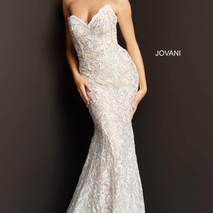 Lace Strapless Mermaid Dress by Jovani 08215