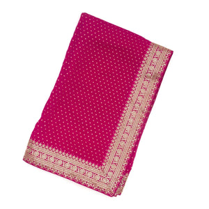 Pink Woven Georgette Saree With Floral Embroidery