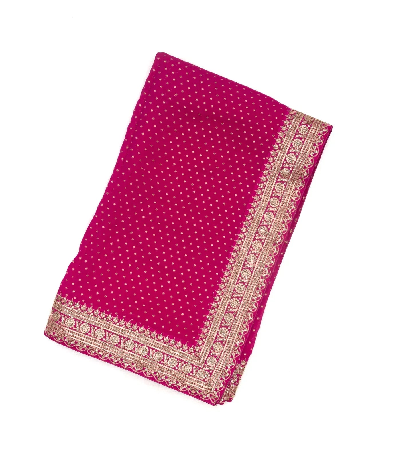 Pink Woven Georgette Saree With Floral Embroidery