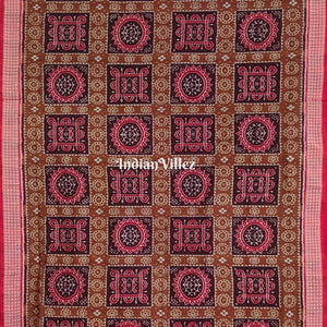 Rust Maroon Odisha Ikat Sambalpuri Silk Saree