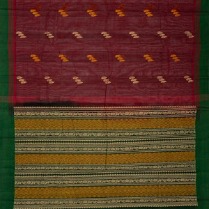 Maroon Handloom Rasipuram Cotton Saree With Floral Buttas