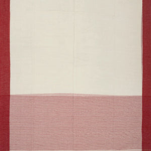 White Handloom Bengal Cotton Saree With Red Border