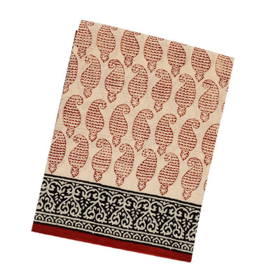 Off White Woven Jaipur Cotton Saree With Printed Mango Motifs