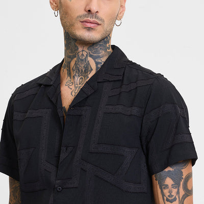 Black Geometric Box Fit Shirt