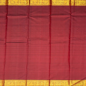 Maroon Handloom Kanchipuram Silk Saree With Annam Buttas