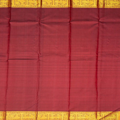 Maroon Handloom Kanchipuram Silk Saree With Annam Buttas