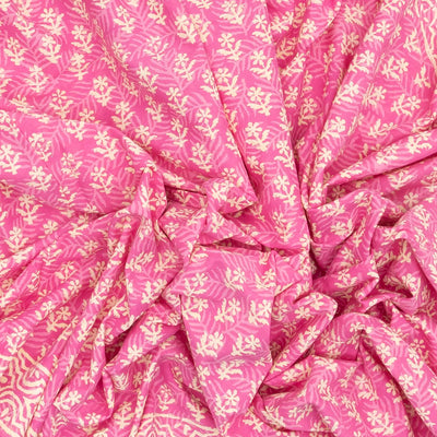 BubbleGum Pink Woven Jaipur Cotton Saree Printed With Floral  Motifs