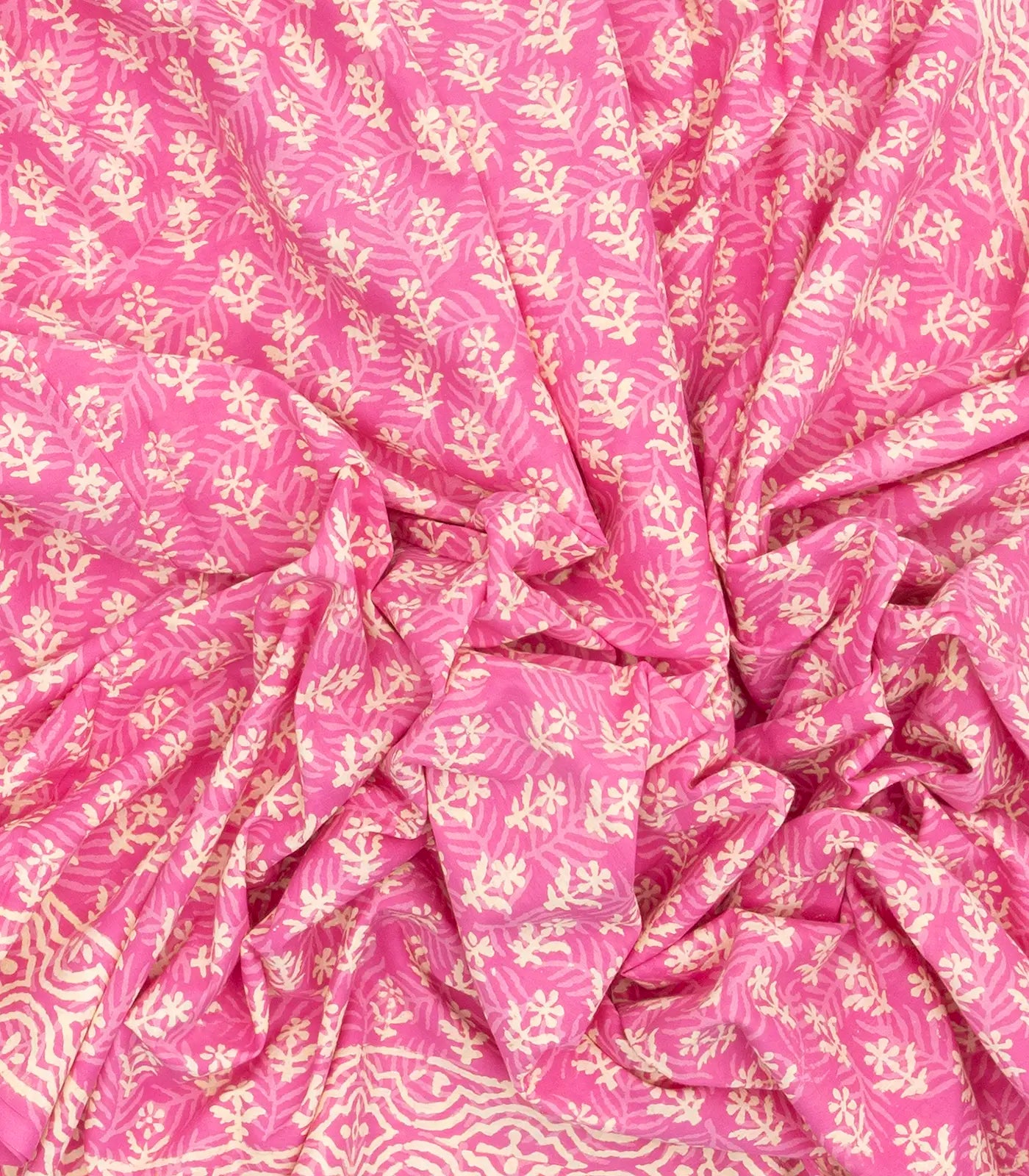 BubbleGum Pink Woven Jaipur Cotton Saree Printed With Floral  Motifs