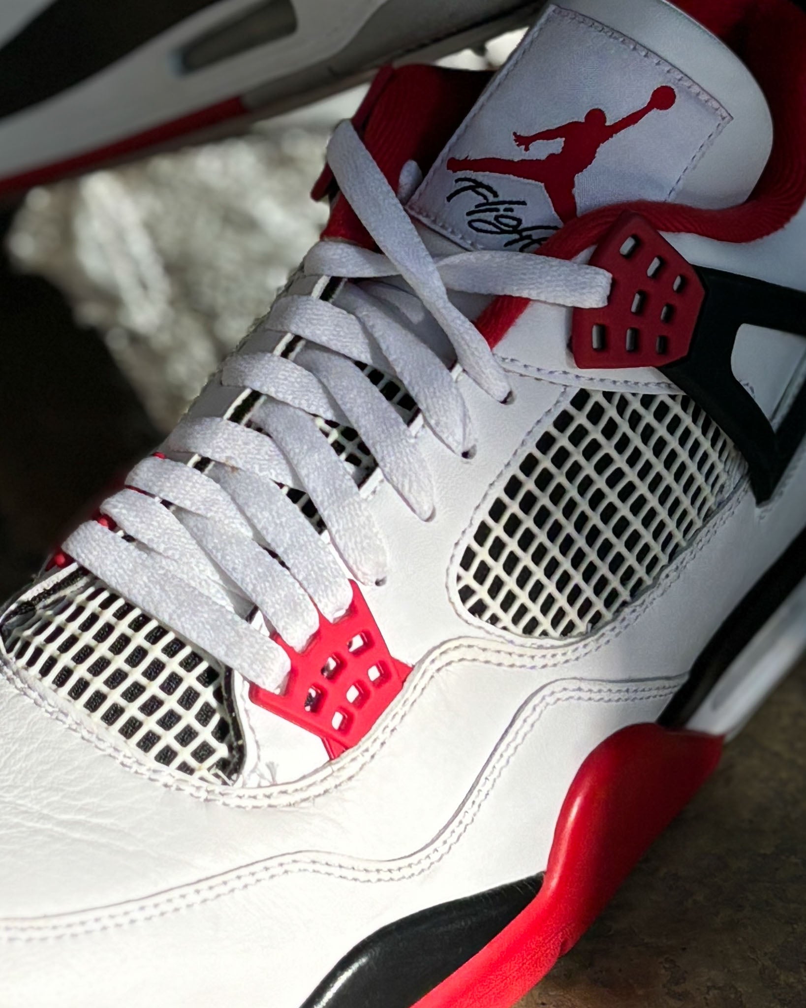 Nike Air Jordan 4 Retro White/Red Black-Tech Grey