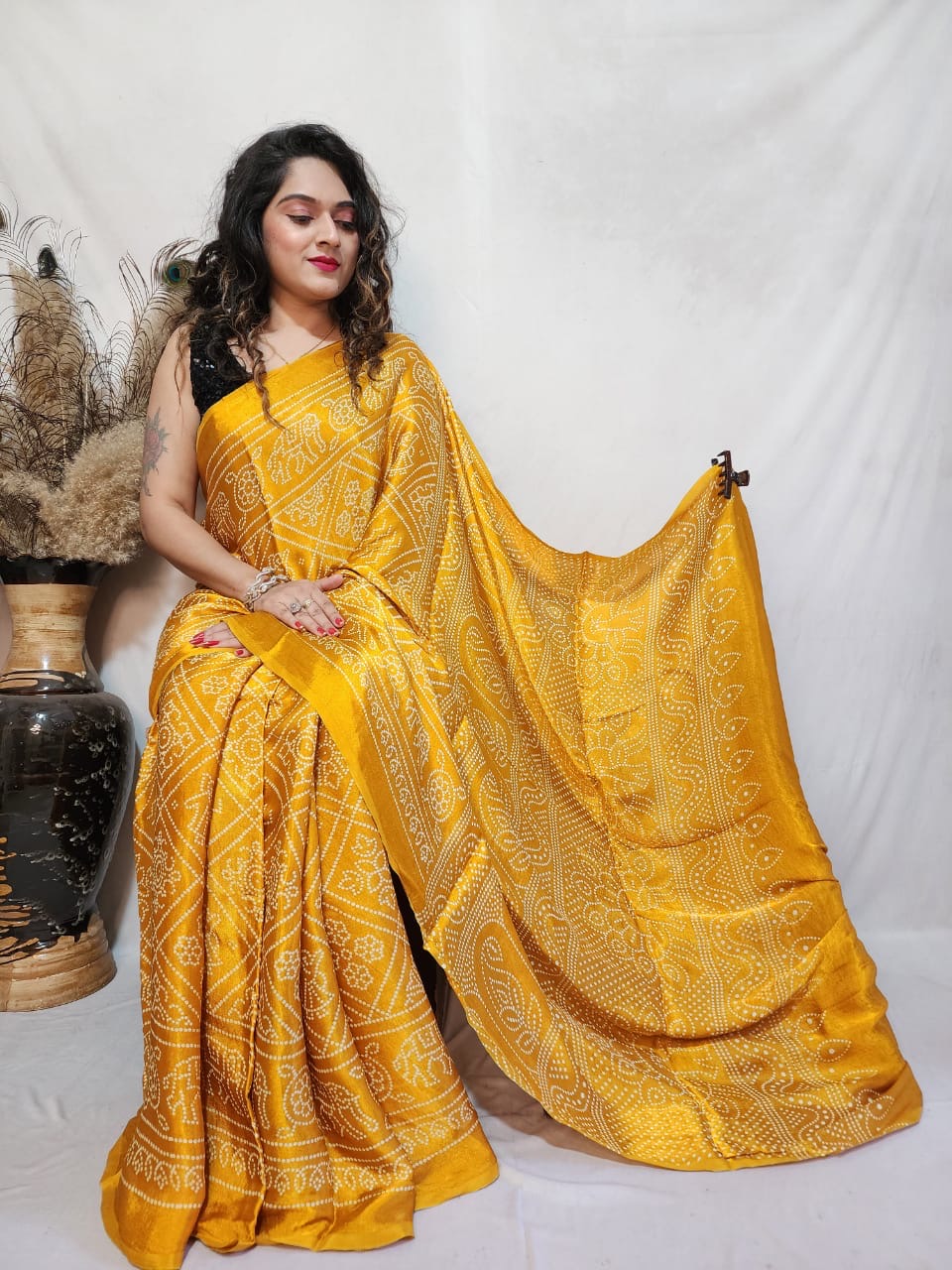 Modal Silk Bandhani Print Saree