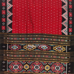Red Single Butta Border Pasapali Contemporary Silk Saree