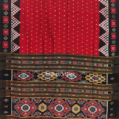 Red Single Butta Border Pasapali Contemporary Silk Saree