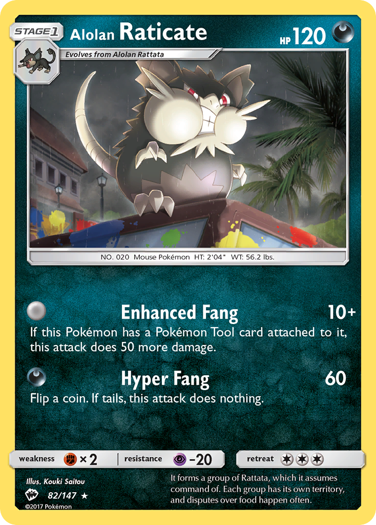 Alolan Raticate - 82/147 - Rare