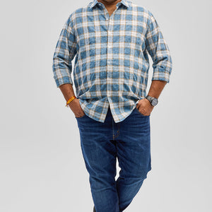 Blue Checks Linen Blend Shirt