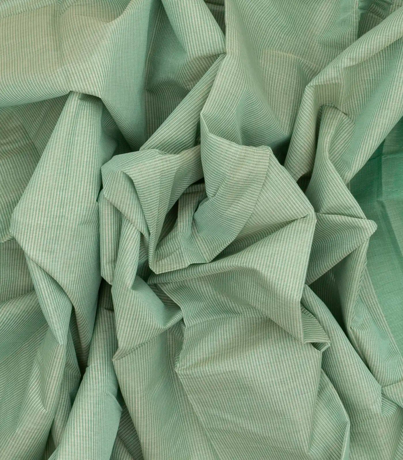 Light Green Handloom Rasipuram Cotton Saree With Stripes