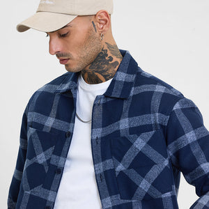 Navy Checks Relaxed Fit Overshirt