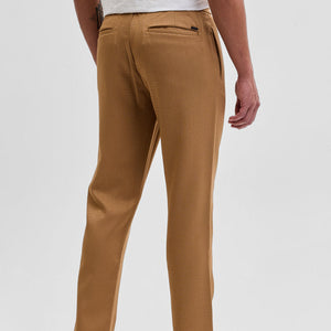 Brown Self-Design Slim Fit Trousers