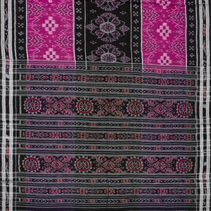 Black Handloom Orissa Cotton Saree And Purple Border