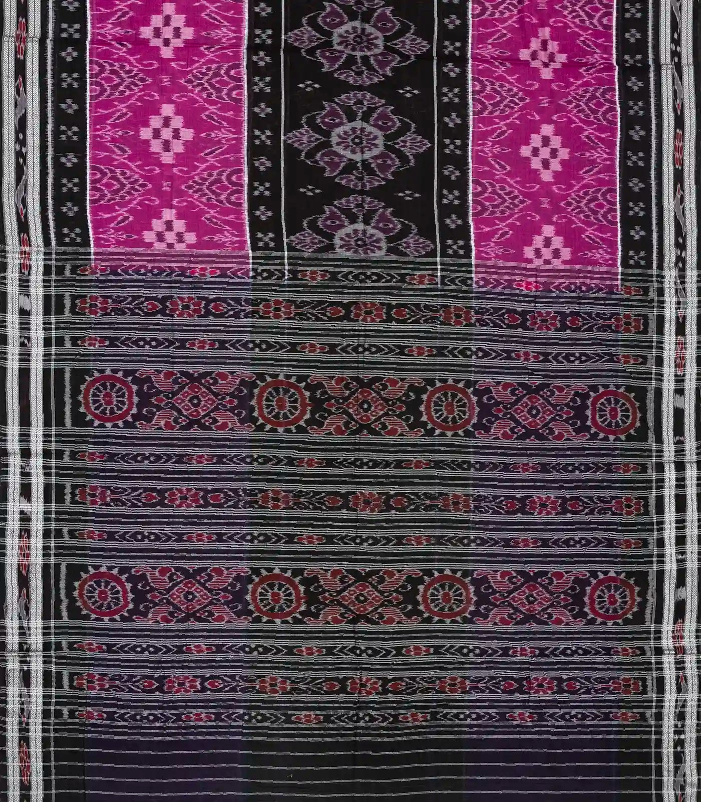 Black Handloom Orissa Cotton Saree And Purple Border