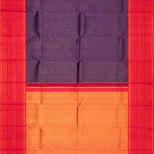 Lilac Handloom Kanchipuram Korvai Silk Saree With Zari Stripes