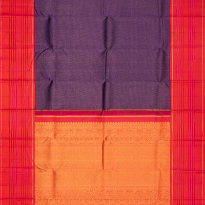 Lilac Handloom Kanchipuram Korvai Silk Saree With Zari Stripes