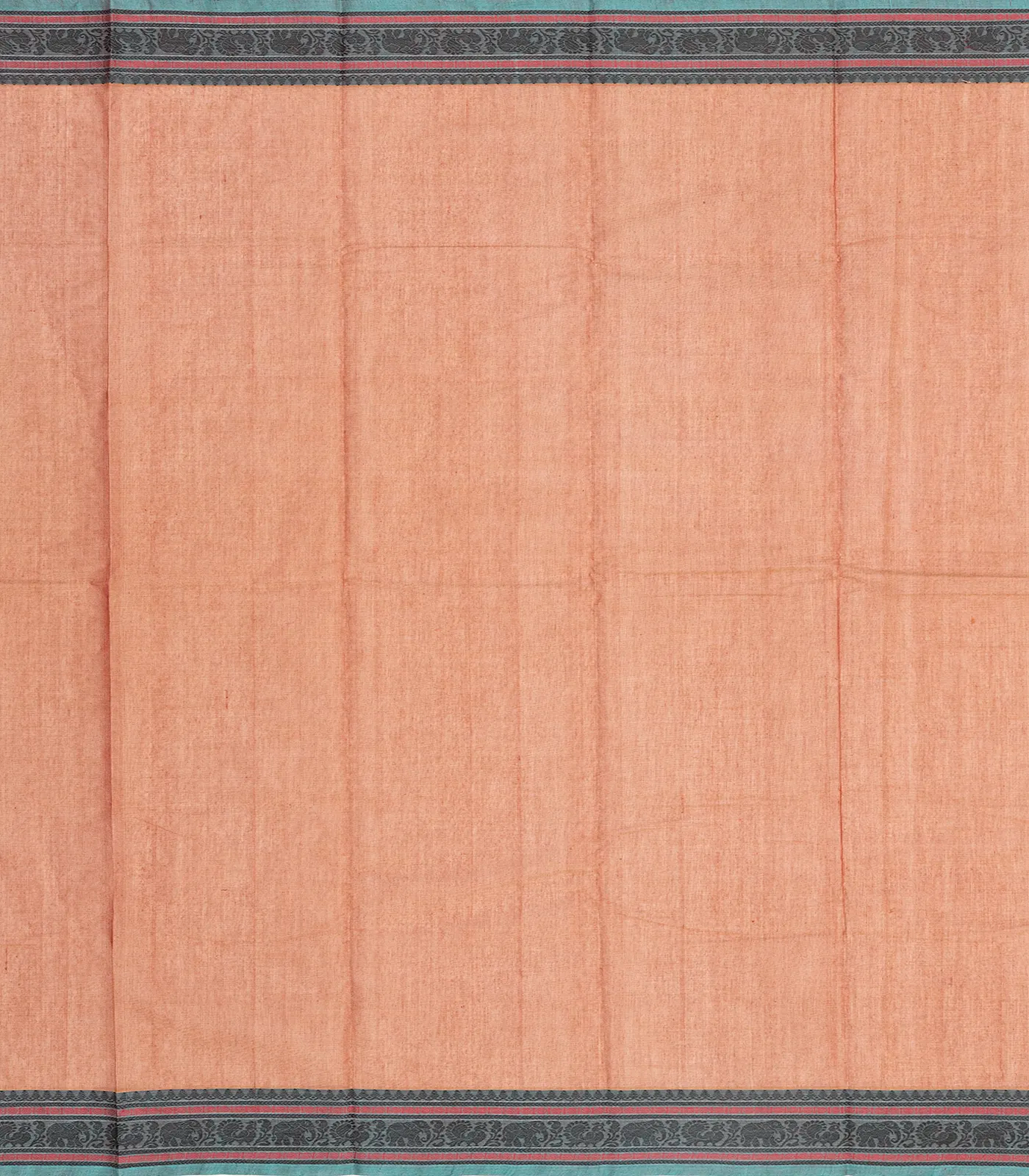 Peach Handloom Kanchi Cotton Saree With Annam & Mango Buttas