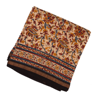 Cream Handloom Chanderi Cotton Saree With Printed Floral Motif