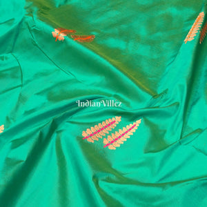Rama Green Designer Banarasi Katan Silk Saree