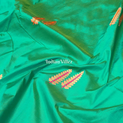 Rama Green Designer Banarasi Katan Silk Saree