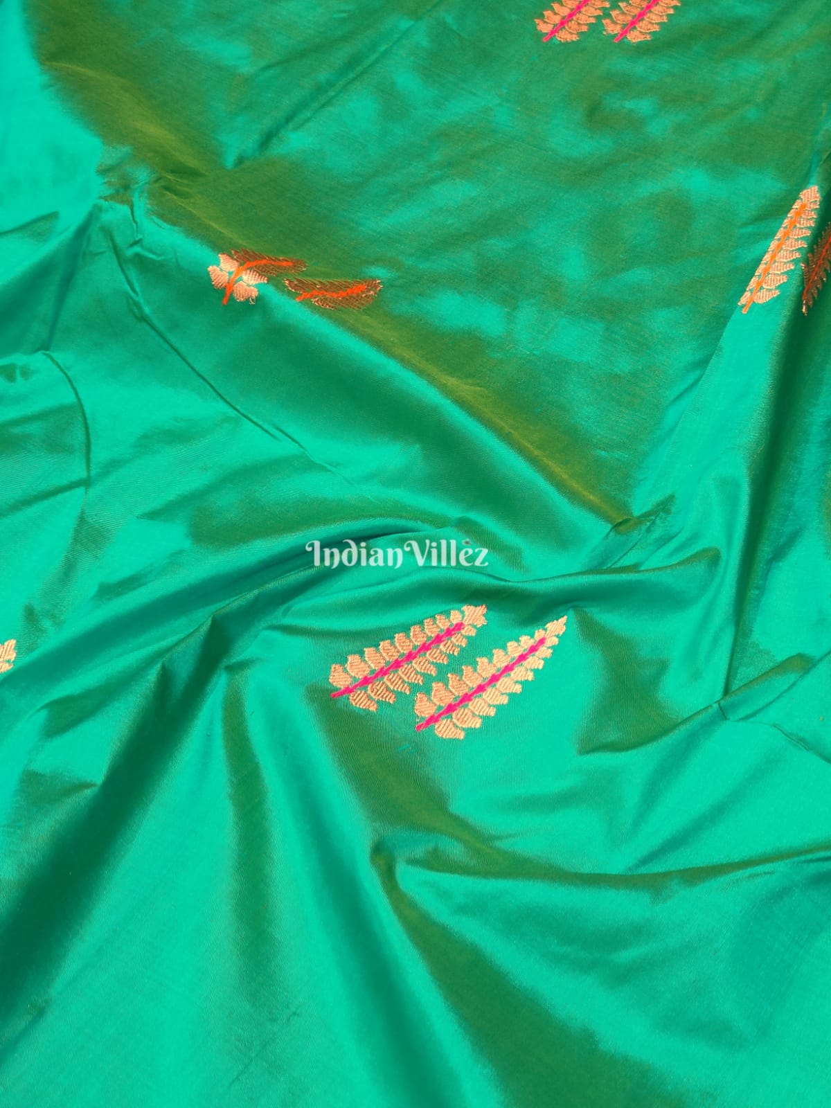 Rama Green Designer Banarasi Katan Silk Saree