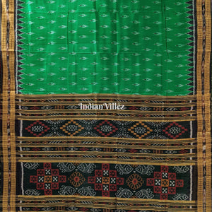 Green Black Mayur Chandrika Khandua Silk Saree