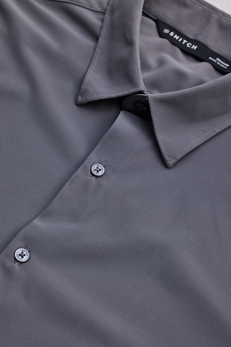 Grey Stretchable Slim Fit Shirt