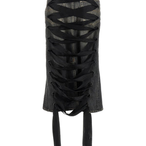 Balenciaga Lace Up Denim Skirt