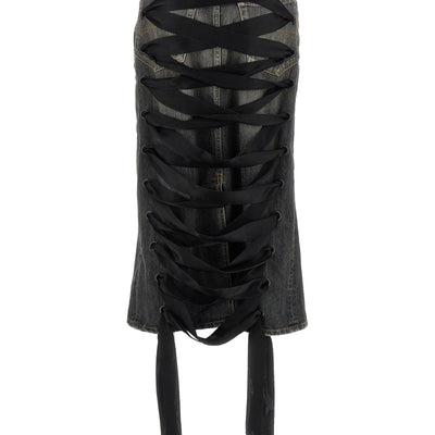 Balenciaga Lace Up Denim Skirt