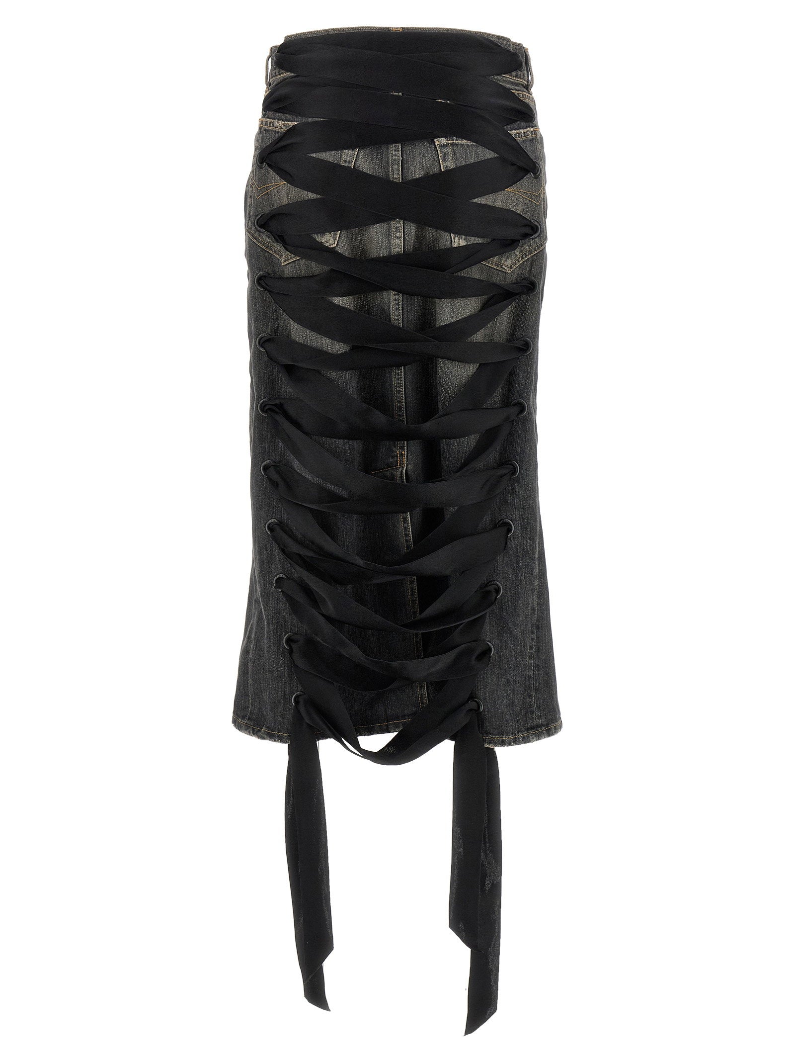 Balenciaga Lace Up Denim Skirt