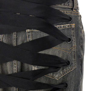 Balenciaga Lace Up Denim Skirt