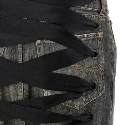 Balenciaga Lace Up Denim Skirt