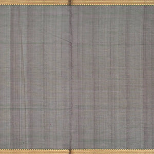 Dark Grey Handloom Silk Cotton Saree With Stripes & Zari Border