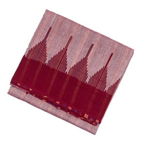 Chestnut Pink Orissa Plain Cotton Saree With Temple Border