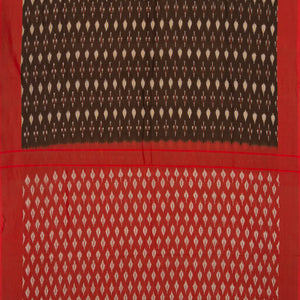 Dark Brown Woven Orissa Cotton Saree With Tie & Dye Motifs