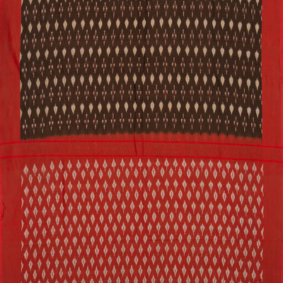 Dark Brown Woven Orissa Cotton Saree With Tie & Dye Motifs