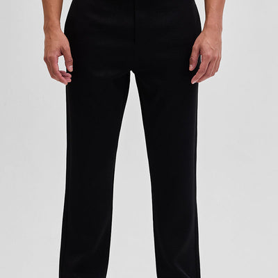 Black Self-Design Slim Fit Trousers